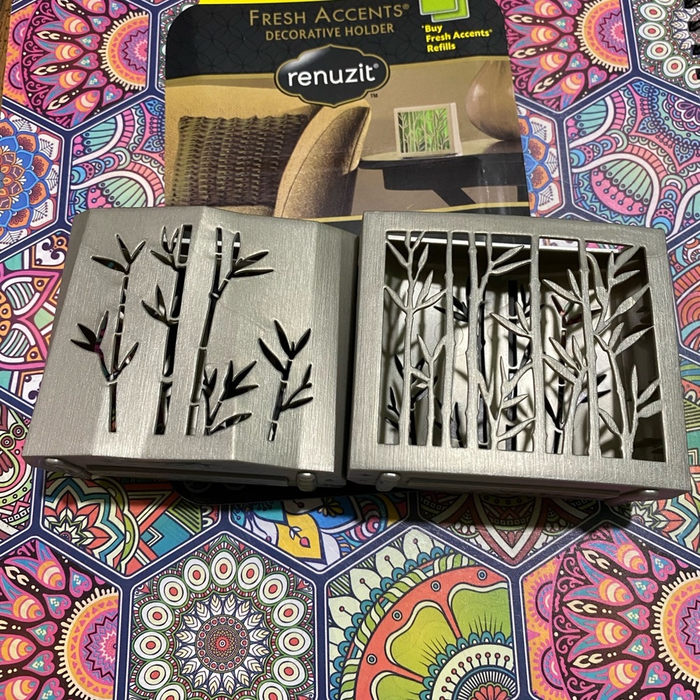 Renuzit Silver Bamboo Decorative Fragrance Holders two pack